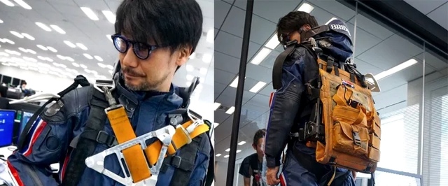 Хидео Кодзима привез на E3 статую героя Death Stranding и примерил ее снаряжение