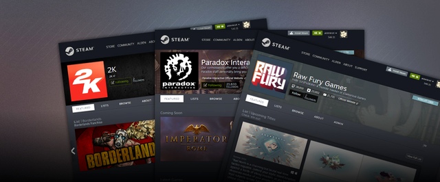 В Steam появились страницы разработчиков и издателей