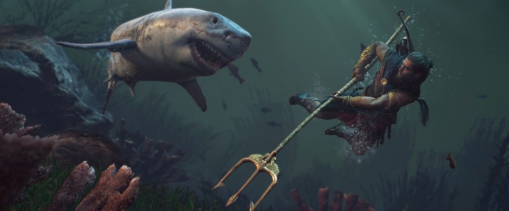 Ожившие статуи, драки с акулами и другие чудеса на скриншотах и артах Assassins Creed Odyssey