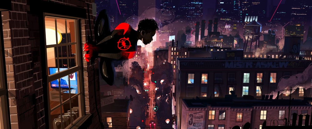 Город, злодеи и Пауки на артах «Человека-паука: Через вселенные»