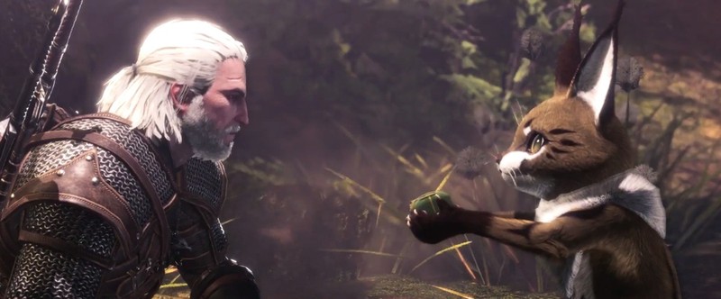 Посмотрите, как Геральт охотится на Лешего в Monster Hunter World