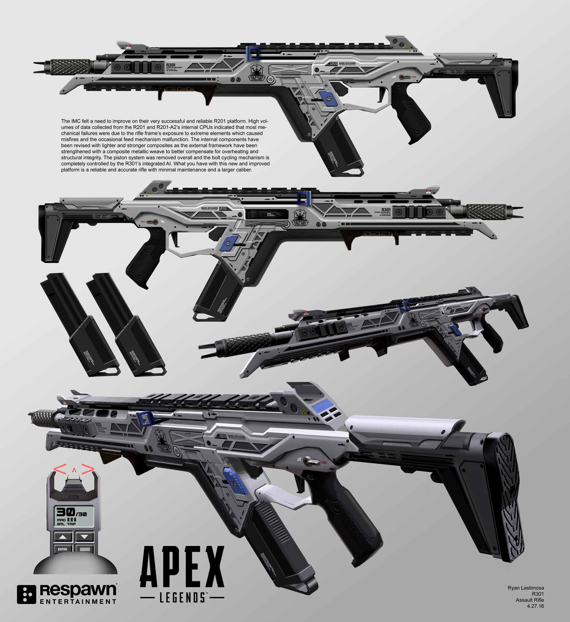 Множество концепт-артов Apex Legends: персонажи, оружие, локации.