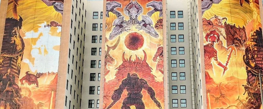 Гигантский баннер Doom Eternal в Лос-Анджелесе почти дорисовали