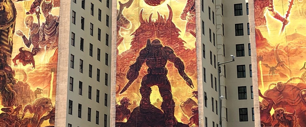Дорисовали: огромный баннер Doom Eternal в Лос-Анджелесе завершен