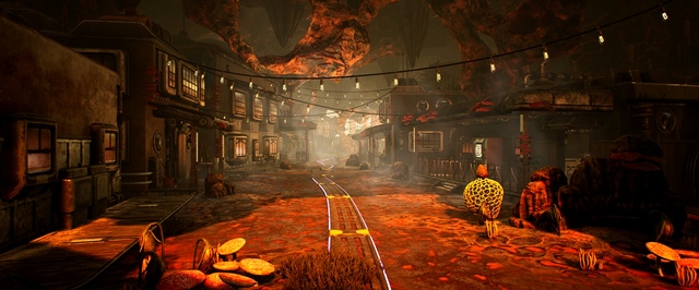 Подземный город и спутник-алкоголик в геймплее The Outer Worlds