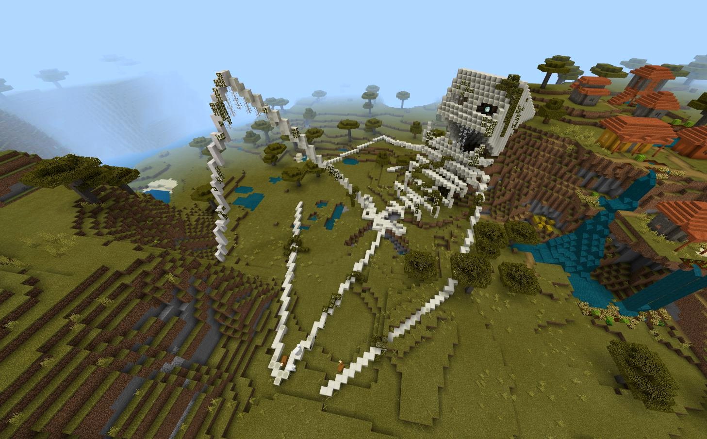 В Minecraft новый тренд - тут появляются гигантские рукотворные скелеты.