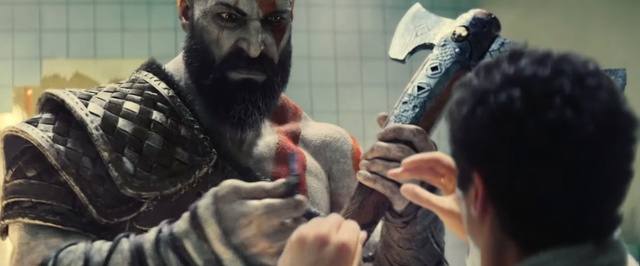 В рекламе PlayStation Кратос предлагает побриться топором