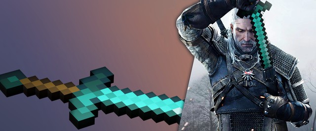 В The Witcher 3 добавили алмазный меч из Minecraft — получилось странно, но красиво