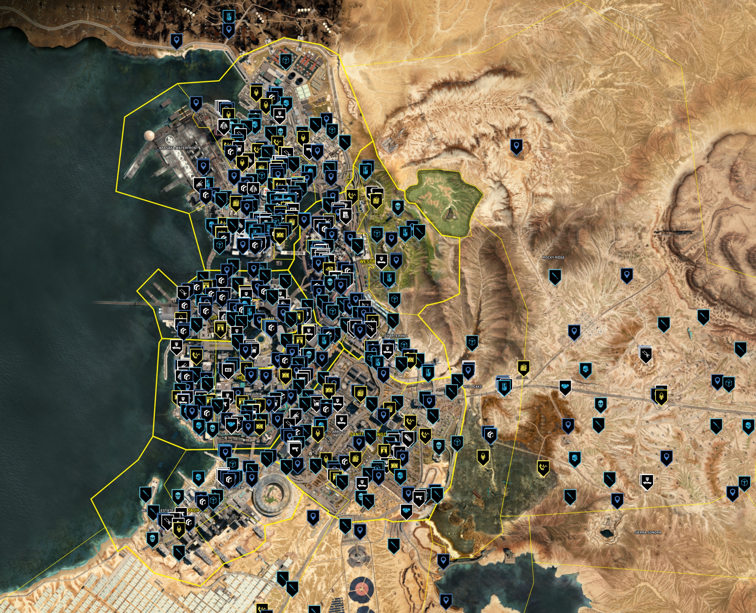 Появилась интерактивная карта Найт-Сити из Cyberpunk 2077