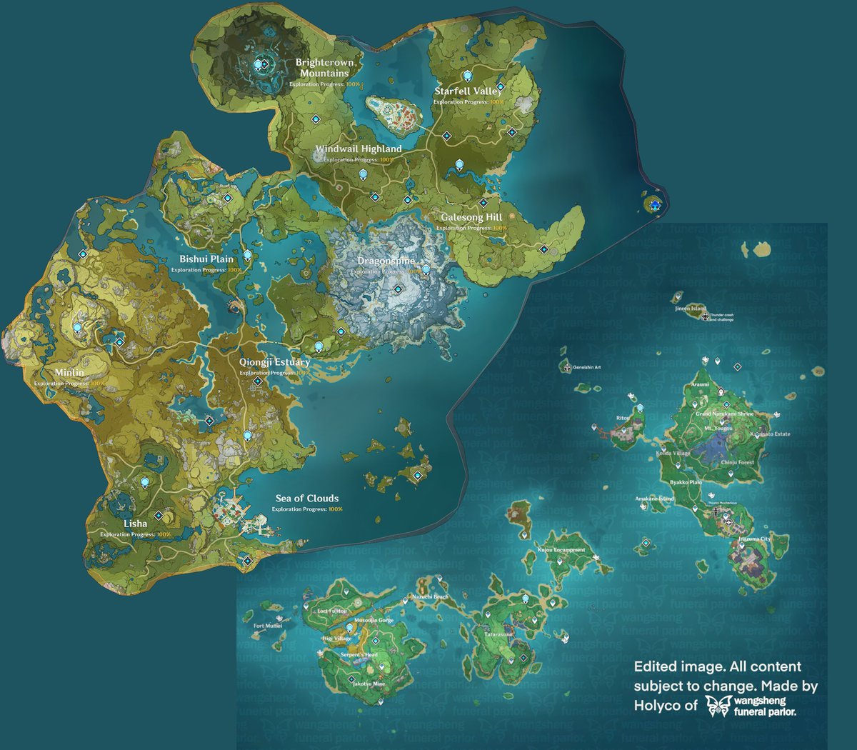 Полная карта Геншин Импакт 2022