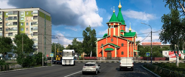 Российские церкви и девятиэтажки в Euro Truck Simulator 2: фото
