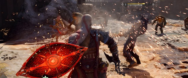 Боевой геймплей God of War Ragnarok: Кратос и Атрей против жаб