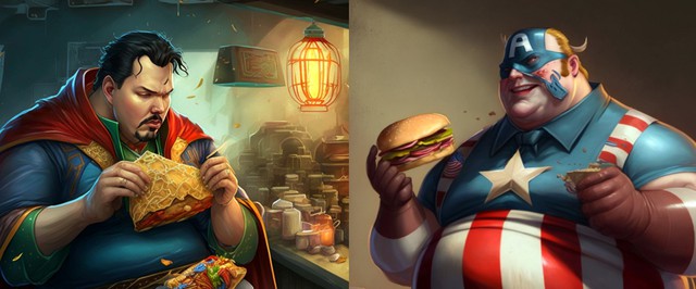 Супергероев сделали толстяками с помощью ИИ: фото