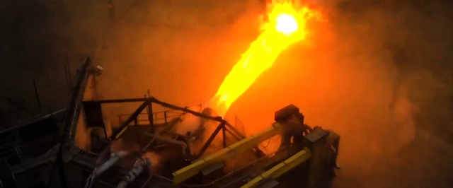 Огневой тест плиты для ракеты Starship: видео
