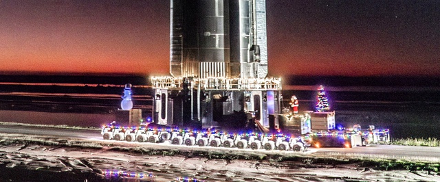 Прототип ракеты Starship празднично везут на площадку: фото