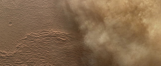 Песчаная буря накрывает Марс: фото в большом разрешении