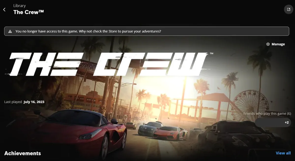 Похоже, у игроков в The Crew отзывают лицензии после отключения серверов