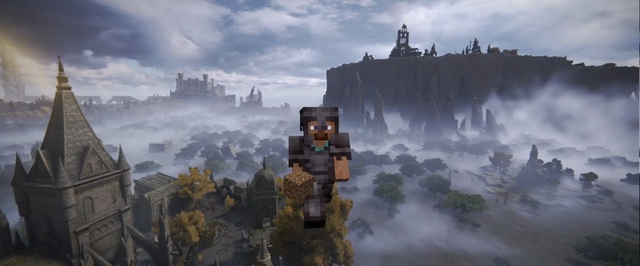 В Elden Ring встроили Minecraft: Стив строит дома и сражается в Междуземье